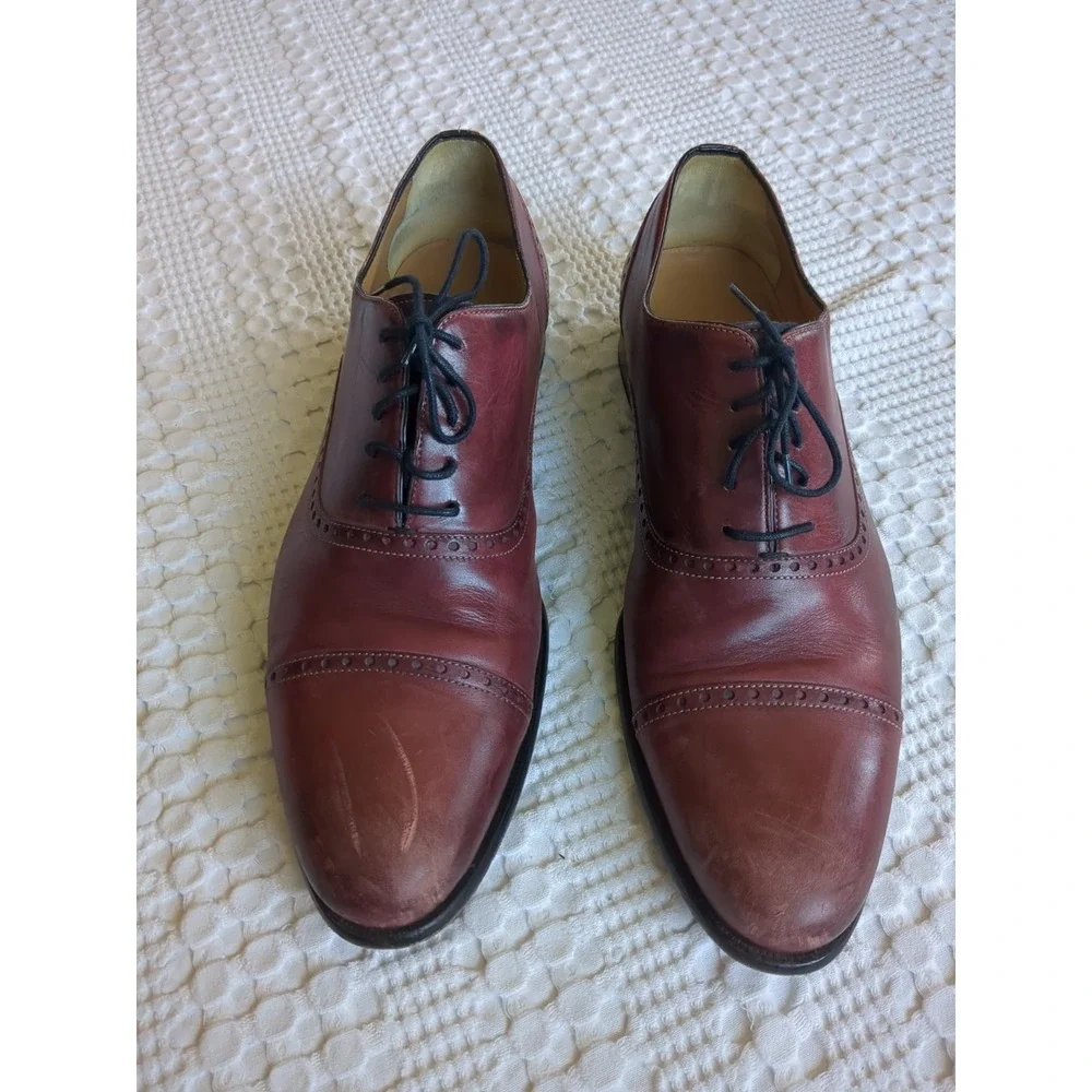 Paul Evans Brando Semi Brogue Oxford Italy Made Havana Cap Toe Lace‎ Up Size 9